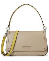 Kate Spade - Hudson Colorblocked Pebbled Leather Flap Shoulder Bag Shoulder Handbags Timeless Taupe/Multi, Leather/Silk - Lyst