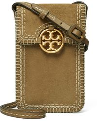 Tory Burch - Miller Suede Stitched Phone Crossbody - Lyst