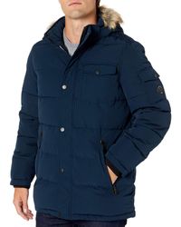 nautica faux fur hooded quilted jacket