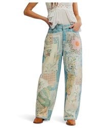 Free People - We The Free Illusions Printed Relaxed Jeans Clothing, Cotton/Denim - Lyst