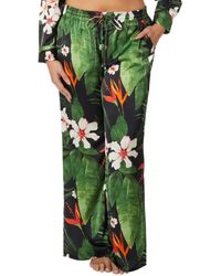 Lauren by Ralph Lauren - Plus-size Floral Satin Charmeuse Wide-leg Pants - Lyst