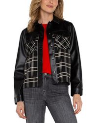 Liverpool Los Angeles - Shirt Jacket With Blocking Windowpane Plaid Knit ( Oatmeal Windowpane) Vest - Lyst