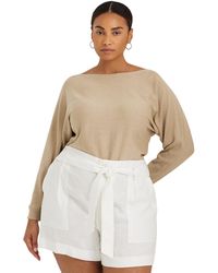 Lauren by Ralph Lauren - Plus-size Cotton-blend Dolman-sleeve Sweater - Lyst