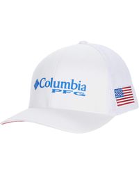 Columbia - Unisex Pfg Logo Mesh Ball Cap - High, White/riptide, Small/medium - Lyst