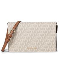 MICHAEL Michael Kors - Jet Set Medium Flap Crossbody Cross Body Handbags Vanilla/Acorn, Leather - Lyst
