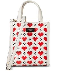 Kate Spade - Manhattan Pixel Hearts Embossed Saffiano Leather Mini Tote Cross Body Handbags, Leather/Polyester - Lyst