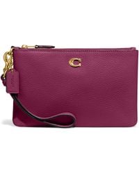 COACH - Polished Pebble Leather Small Wristlet - Lyst