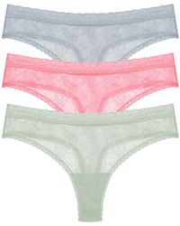 Natori - Bliss Allure One Size Lace Thong 3-pack - Lyst