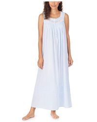 Eileen West - Cotton Dobby Stripe Woven Sleeveless Ballet Nightgown Clothing, Cotton/Lace - Lyst
