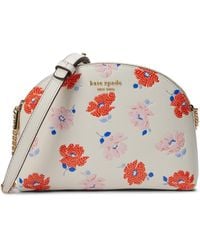 Kate Spade - Morgan Dotty Floral Emboss Saffiano Leather Double Zip Dome Crossbody - Lyst