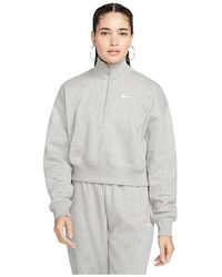 Nike - Sportswear Phoenix Fleece 1/4-Zip Cropped Sweatshirt Sweatshirt Dark Heather/Sail Xs (Us 0-2) Cotton/Polyester - Lyst