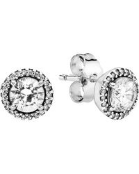 PANDORA Round Sparkle Stud Earrings - Metallic