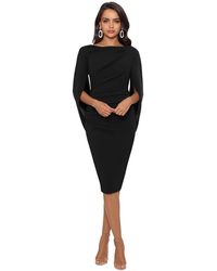 Betsy & Adam - Short Ruched Crepe Drape Back Sleeve - Lyst