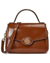 Tory Burch - Robinson Spazzolato Small Top-Handle Bag (Dark Sienna) Shoulder Handbags - Lyst