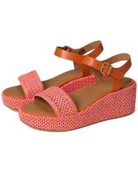 Fitflop - Platfforms Woven Wedge Ankle-Strap Sandals Wedge Shoes Satsuma/Pinkperfect Mix 9 M (B) Leather - Lyst