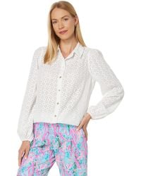 Lilly Pulitzer - Sea Breeze Eyelet Button-down - Lyst