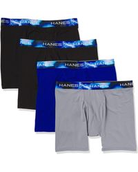 Hanes Sport X-temp Ultra Lightweight Long Leg Boxer Brief 4-pack - Blue