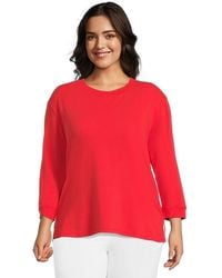 Mod-o-doc - 3/4 Sleeve Hi-Lo Tunic With Side Slits Sweatshirt Xl (Us 16) Cotton/Spandex - Lyst