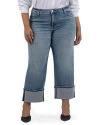 Kut From The Kloth - Plus Size Sienna High Rise Wide Leg-Roll Up 5 Jeans 18W, Cotton/Denim/Spandex - Lyst