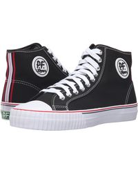 all black pf flyers hi tops