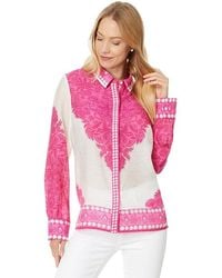 Lilly Pulitzer - Kiran Button-Down Top (Passion Fruit Jungle Escape Engineered Woven Top) Clothing - Lyst