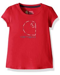 Carhartt Girls' Short Sleeve Cotton Graphic Tee T-shirt - Red