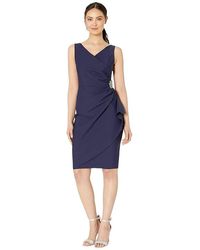 Alex Evenings - Short Slimming Dress With Side Ruched Skirt Dress, Nylon/Polyester/Spandex - Lyst