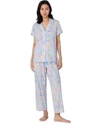 Ralph Lauren - Short Sleeve Notch Collar Cropped Pant Pj Set Pajama Sets Sm (Us 4-6) Cotton/Viscose - Lyst