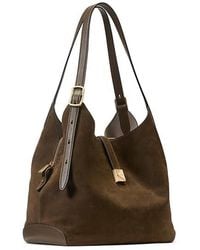Kate Spade - Deco Pebbled Leather And Suede Large Shoulder Bag Handbags, Leather/Suede - Lyst
