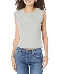 Michael Stars - Johnnie Cropped Crew Neck Tank Top W/Rib Trim Clothing Lg (Us 8-10) Cotton - Lyst