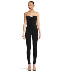 Norma Kamali - Strapless Shirred Front Catsuit Jumpsuit & Rompers One Piece Md 6) Polyester/Spandex - Lyst