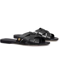Tory Burch Leather City Slides - Lyst