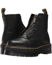 dr martens sinclair black leather zip chunky flatform boots