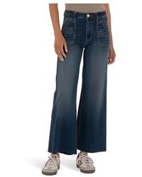 Kut From The Kloth - Meg High-Rise Porck Chop Front Pockets Wide Leg Raw Hem Jeans 0, Cotton/Denim/Lyocell - Lyst
