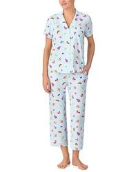 Kate Spade - Short Sleeve Cropped Pj Set Pajama Sets, Polyester/Spandex - Lyst