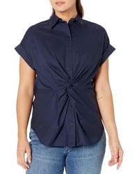 Lauren by Ralph Lauren - Petite Twist-front Cotton Short Sleeve Shirt - Lyst