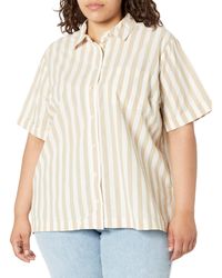 Madewell - Plus Signature Poplin Short-sleeve Button-down Shirt In Leray Stripe - Lyst