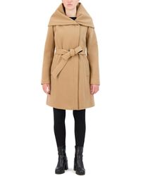 Cole Haan - Belted Asymmetric Zip Front Soft Twill Coat - Lyst