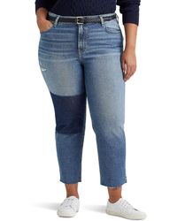 Lauren by Ralph Lauren - Plus Size High-rise Straight Cropped Jeans In Indigo Valley Wash - Lyst