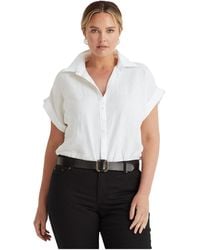 Lauren by Ralph Lauren - Plus Size Linen Dolman-sleeve Shirt - Lyst