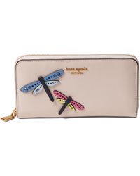 Kate Spade - Dragonfly Novelty Embellished Saffiano Leather Zip Around Continental Wallet - Lyst