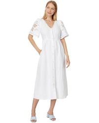 Madewell - Cassie Button-front Midi Dress In Embroidered Linen - Lyst