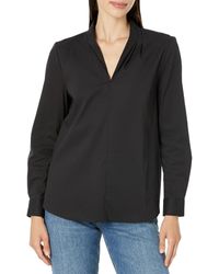 Liverpool Los Angeles - V-neck Long Sleeve Woven Top With Pleat Details - Lyst