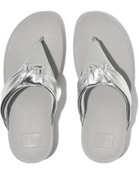 Fitflop - Lulu Padded-knot Metallic-leather Toe-post Sandals - Lyst