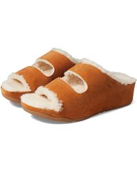 women's shearling lined slides