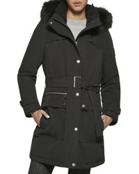 DKNY - Faux Fur Hood Belted Anorak - Lyst