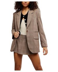 Free People - Paper Cut Blazer Pinstrip Coat Lg 12-14) Elastane/Polyester/Viscose - Lyst