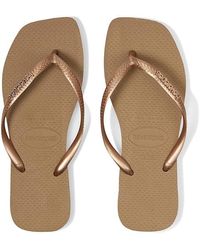 Havaianas - Slim Square Logo Metallic Flip-Flop (Rose/Rose) Sandals - Lyst