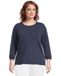 Mod-o-doc - 3/4 Sleeve Hi-Lo Tunic With Side Slits Sweater Md (Us 8-10) Cotton/Spandex - Lyst