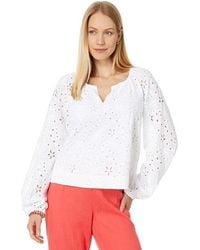 Lilly Pulitzer - Maisha Long Sleeve Eyelet Top (Resort Sealife Eyelet) Clothing - Lyst